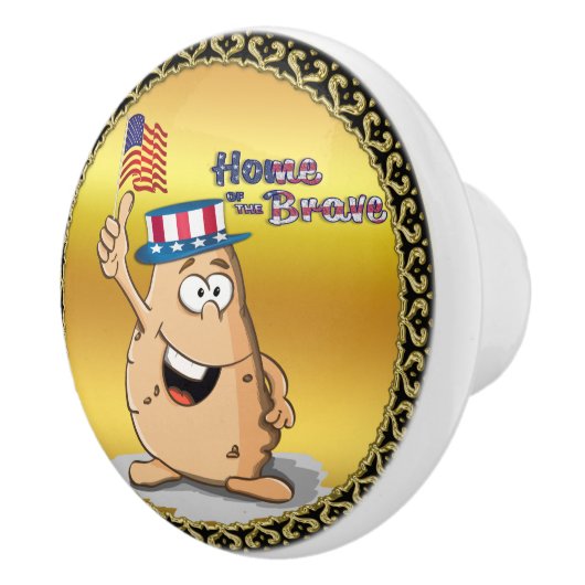 アメリカの帽子と米国国旗を持つ愛国的なポテト セラミックノブ (右)