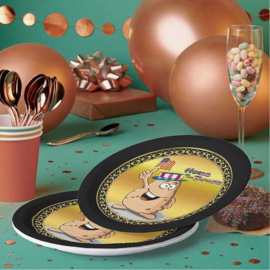 アメリカの帽子と米国国旗を持つ愛国的なポテト ペーパープレート (複数)