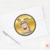 アメリカの帽子と米国国旗を持つ愛国的なポテト ラウンドシール (封筒)