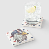 アメリカの帽子をかぶったアメリカワシ ストーンコースター (横)