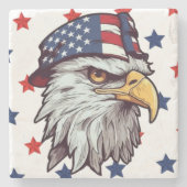 アメリカの帽子をかぶったアメリカワシ ストーンコースター (正面)