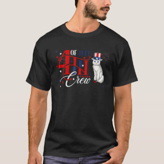 アメリカの帽子をかぶった猫の独立記念日のクルーのコスチューム Tシャツ