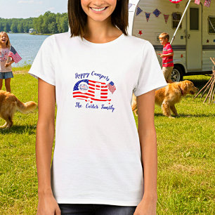 アメリカの幸せなキャンパー(名入れ可能) Tシャツ