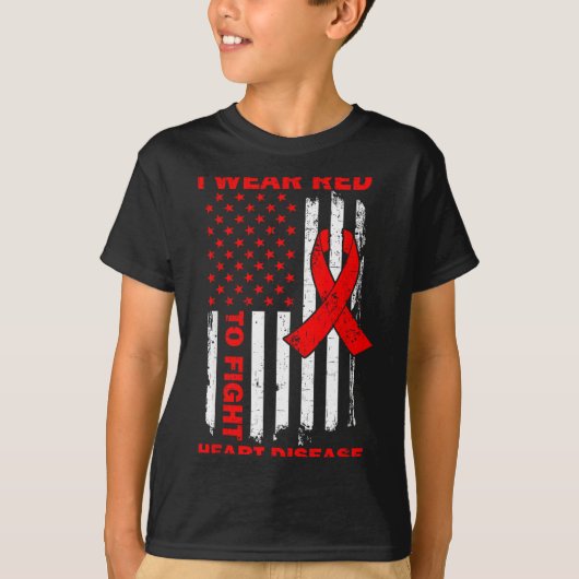 アメリカの心臓病啓発のための赤い服 Tシャツ (正面)