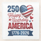 アメリカの心 1776 2026 7月4日 ガラスコースター (正面)