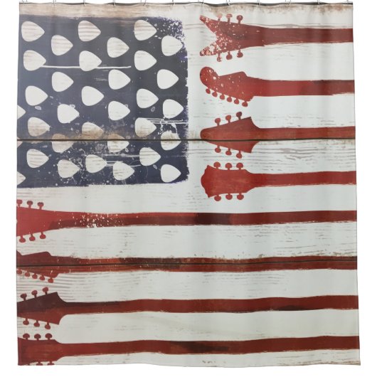 アメリカの愛国心が強いギター音楽シャワー・カーテン シャワーカーテン (正面)