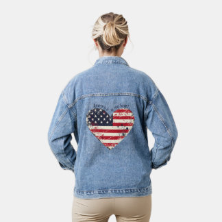 アメリカの愛国心は私のハートだ デニムジャケット