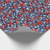 アメリカの愛国心 – 赤、白、青の星 ラッピングペーパー (角)