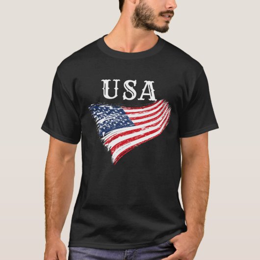 アメリカの愛国的なアメリカ国旗デザイン Tシャツ (正面)