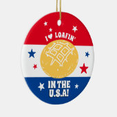 アメリカの愛国的なクリスマスを祝うパン屋 セラミックオーナメント (右)