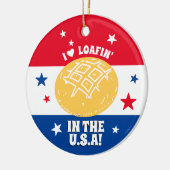 アメリカの愛国的なクリスマスを祝うパン屋 セラミックオーナメント (左)