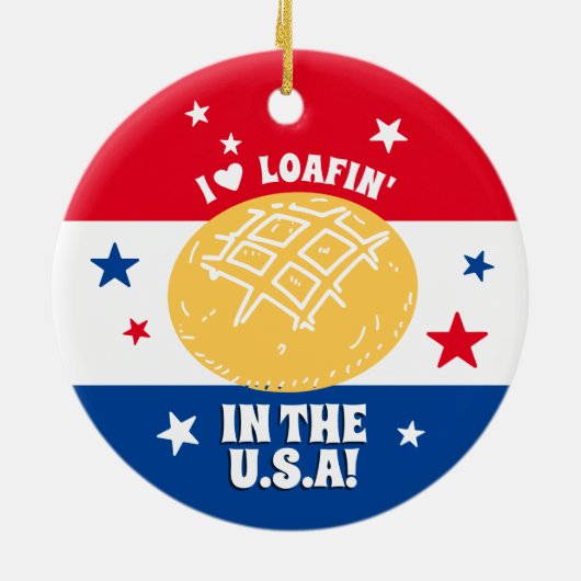 アメリカの愛国的なクリスマスを祝うパン屋 セラミックオーナメント (裏面)