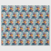 アメリカの愛国的なゴムアヒルがプールに入っている ラッピングペーパー (フラット)