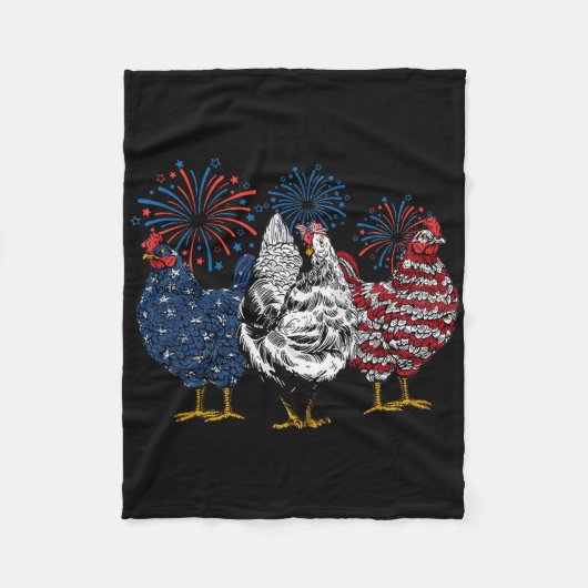 アメリカの愛国的なチキン7月4日の独立記念日 フリースブランケット (正面)
