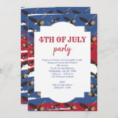 アメリカの愛国的なパーティー 4th of July アメリカ国旗 招待状 (正面/裏面)