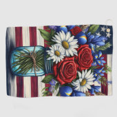 アメリカの愛国的な動揺してフローラ ゴルフタオル (横)