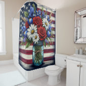 アメリカの愛国的な動揺してフローラ シャワーカーテン (インサイチュ)