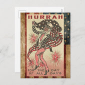 アメリカの愛国的な叔父サムの7月4日 シーズンポストカード (正面/裏面)