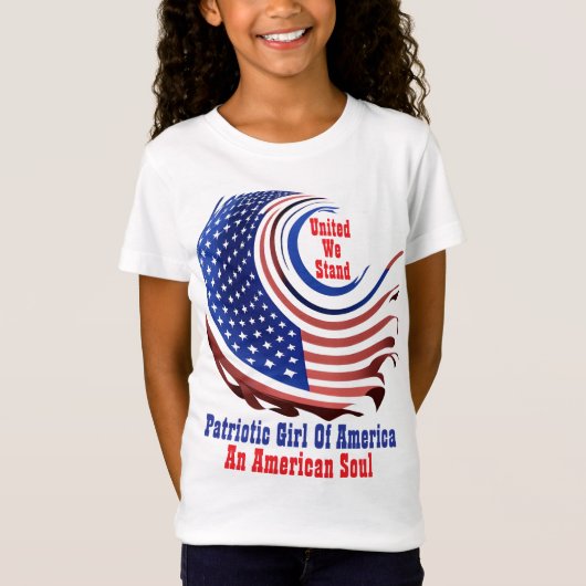 アメリカの愛国的な少女の透明なデザイン Tシャツ (正面)