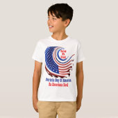 アメリカの愛国的な少年透明デザイン Tシャツ (正面フル)