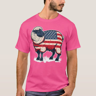 アメリカの愛国的な羊の7月4日 Tシャツ
