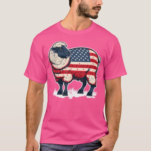 アメリカの愛国的な羊の7月4日 Tシャツ (正面)