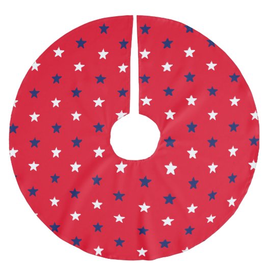 アメリカの愛国的な赤い白い海軍の青い星 ブラッシュドポリエステルツリースカート (正面)