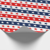 アメリカの愛国的な赤、白、青の星とストライプ ラッピングペーパー (角)