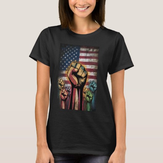 アメリカの愛国的贈り物と女男性へ性に立ち向かう Tシャツ (正面)