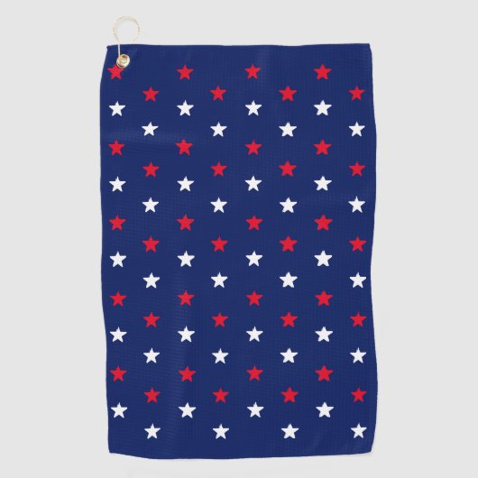 アメリカの愛国者である赤白色の紺色の星 ゴルフタオル (正面)