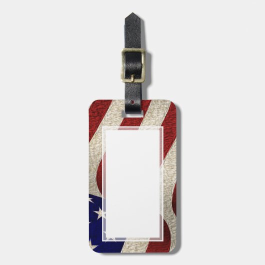 アメリカの愛国者のヴィンテージの星条旗米国の旗 ラゲッジタグ (正面縦)