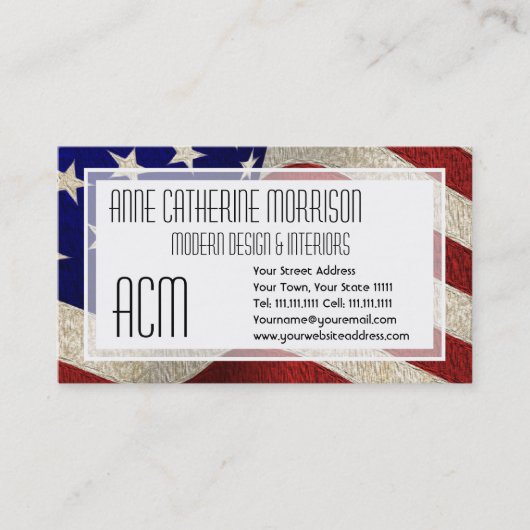 アメリカの愛国者ヴィンテージのスターとストライプ米国国旗 名刺 (正面)