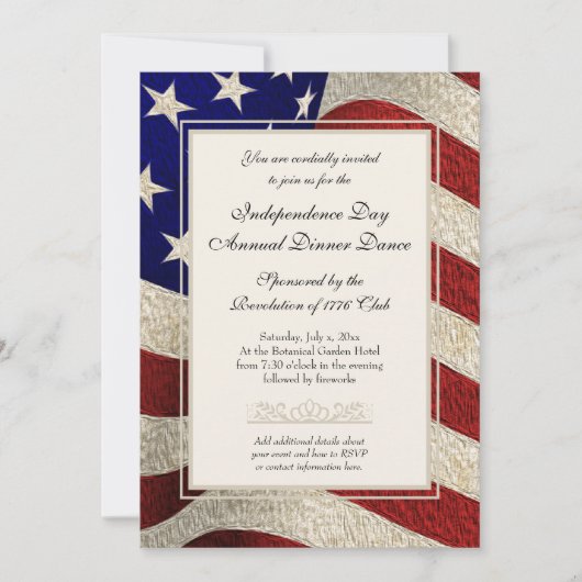 アメリカの愛国者ヴィンテージのスターとストライプ米国国旗 招待状 (正面)