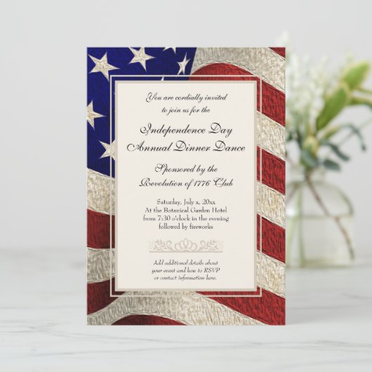アメリカの愛国者ヴィンテージのスターとストライプ米国国旗 招待状 (スタンド正面)