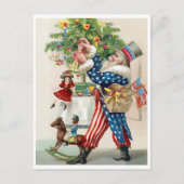 アメリカの愛国者、サンタクロース、飾クリスマス ポストカード (正面)