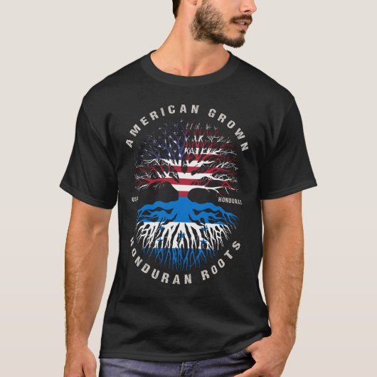 アメリカの成長したホンジュラスルーツホンジュラス国旗 Tシャツ (正面)