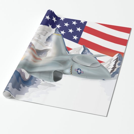 アメリカの戦闘機ジェット ラッピングペーパー (アンロールド)