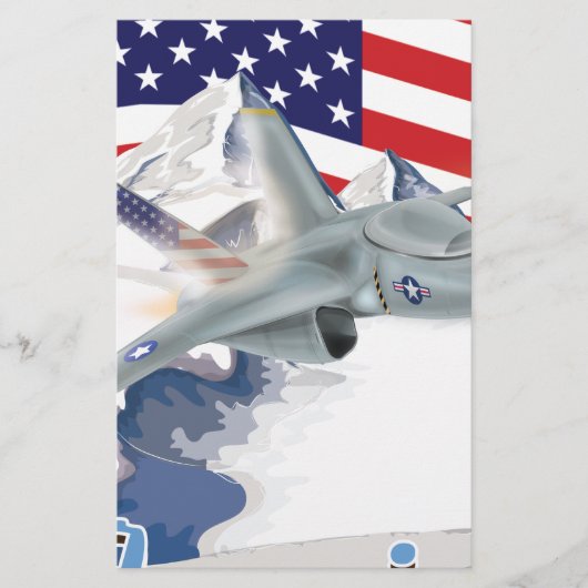 アメリカの戦闘機ジェット 便箋 (正面)