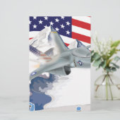 アメリカの戦闘機ジェット 便箋 (スタンド正面)