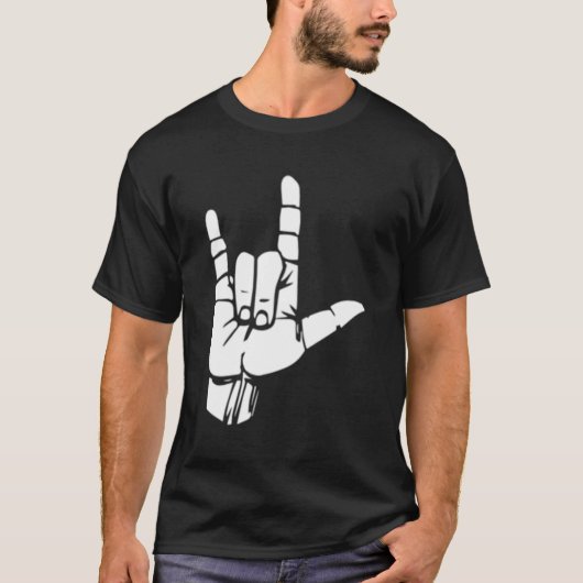 アメリカの手話で君を愛してる Tシャツ (正面)