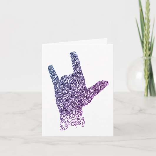 アメリカの手話カード「I Love You」 カード (正面)