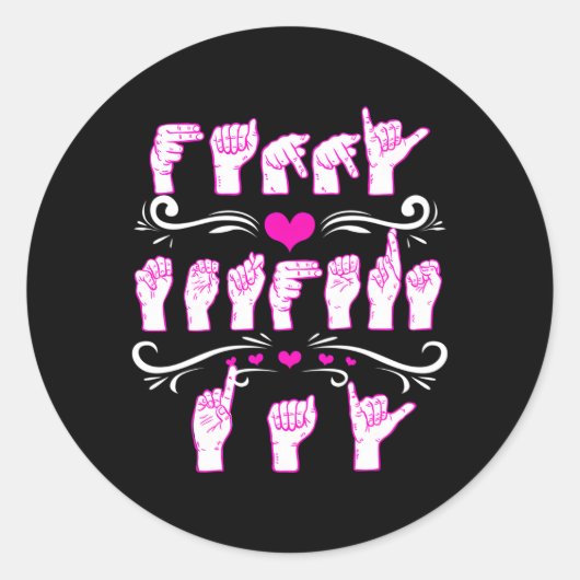 アメリカの手話マザーズ・デイAslママ ラウンドシール (正面)