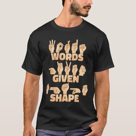 アメリカの手話与え語の形 Tシャツ (正面)