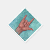 アメリカの手話：私はあなたを愛する：芸術 スタンダードカクテルナプキン (角)