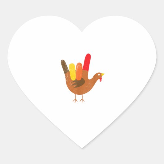 アメリカの手話I Love You Thanksgiving Tur ハートシール (正面)