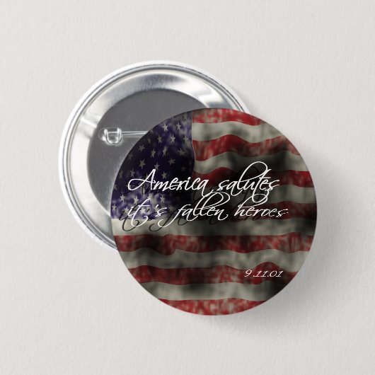 アメリカの挨拶それに亡き英雄が9/11記念Bあります 缶バッジ (正面&裏面)