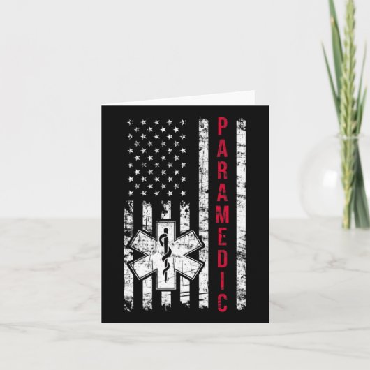 アメリカの救急隊員 アメリカ国旗 独立記念日 救急医療 救急 カード (正面)