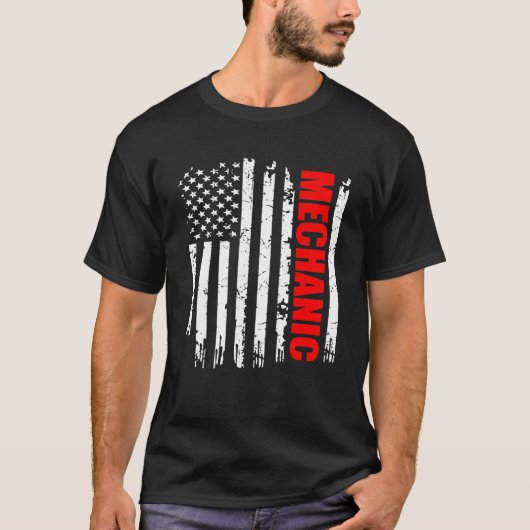 アメリカの整備士 国旗 誇りある職業 Tシャツ (正面)