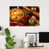 アメリカの文化アイコンApple Pie Baseball & Flag ポスター (ホームオフィス)