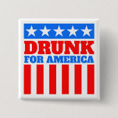 アメリカの文字の赤と飲青 缶バッジ (正面)